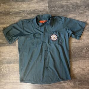 Vtg Red Kap Touchtex Sz L Work Shirt Vermont Hunters Association USA Patch 80s
